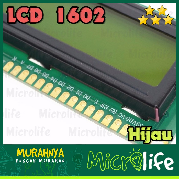 LCD 1602 16x2 2x16 Green Display Module Layar Hijau