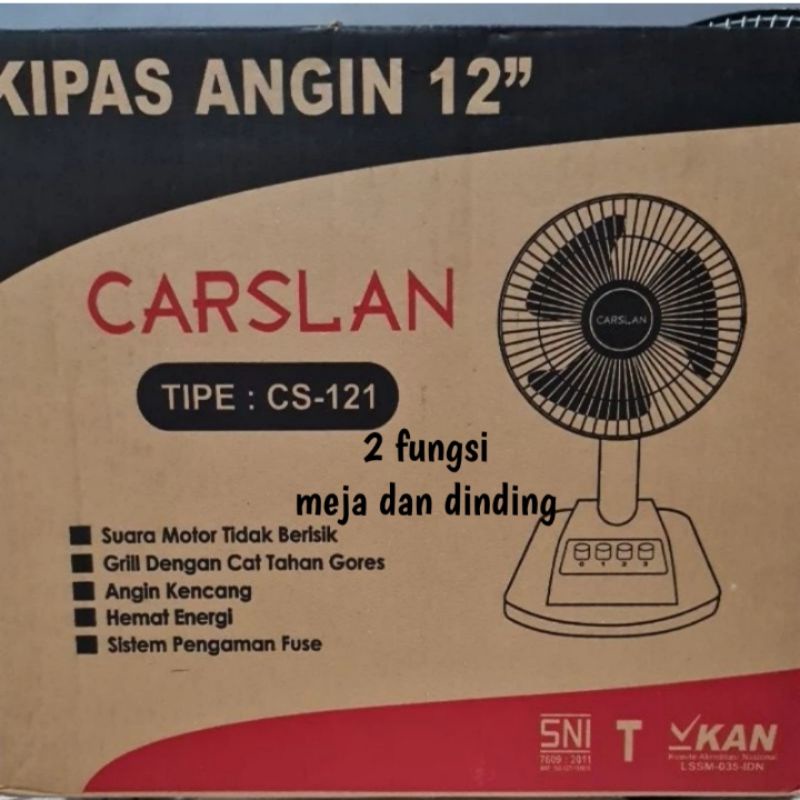 kipas angin meja/duduk dan gantung Carslan 12inch/2 fungsi