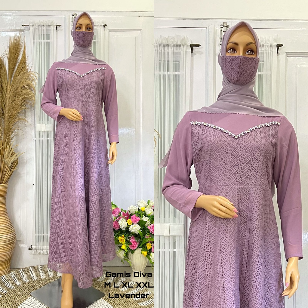 Permata Olshop / Gamis Diva JN / Kebaya Gamis Pesta Mewah / Baju Kondangan