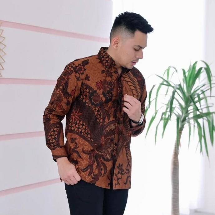 Bagus Batik Pria Panjang Furing Katun Baturaden Motif Tulis Merak Xxxl