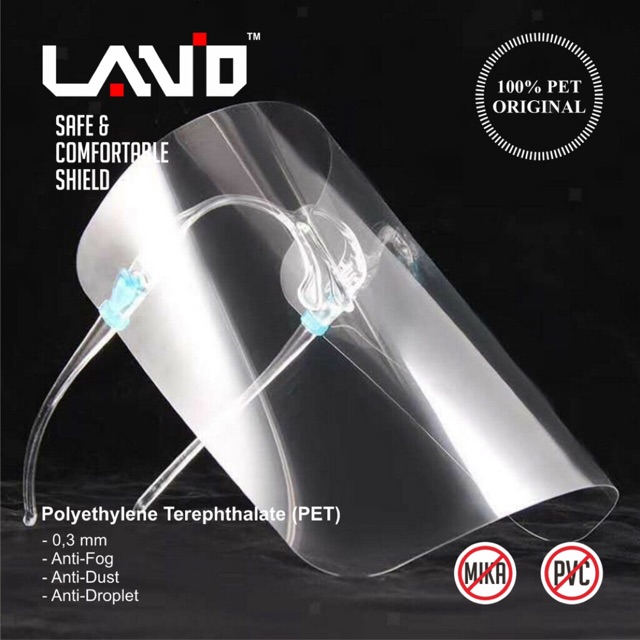 FACE SHIELD KACAMATA ORI 100% PET ANTI FOG MERK LAVIO