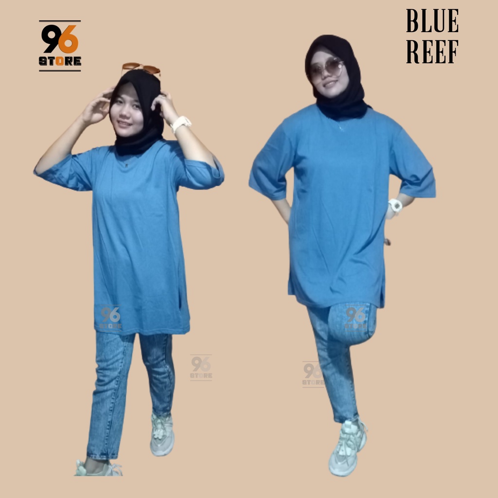 Kaos Oversize Wanita Polos Panjang Lengan  7/8