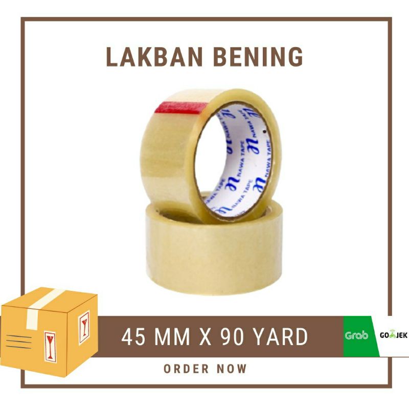 Lakban Bening dan Coklat 45mm x 90yard Isolasi Selotip Murah Lengket