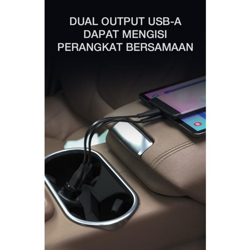 CAR CHARGER ROBOT RT C07 ORIGINAL CASAN MOBIL 2 PORT USB 2.4A