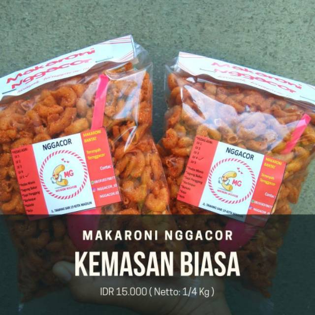 

Makaroni Nggacor Kemasan 1/4 kg