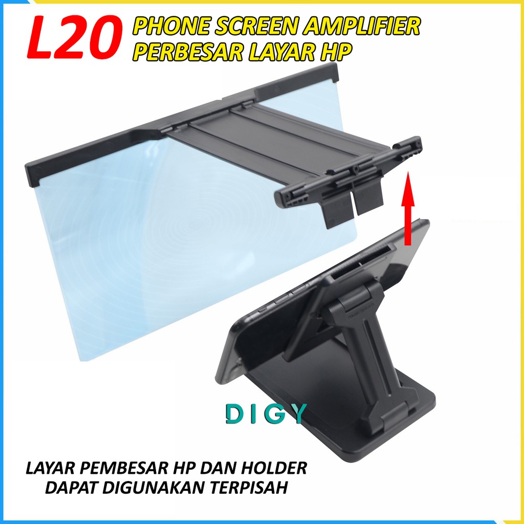 Pembesar Layar Smartphone 3d, L20 + Gratis Hoder dekstop standing ukuran 12 inc