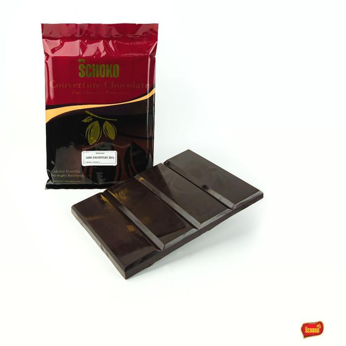 

SCHOKO Dark Chocolate Couverture 56% Blok / Packing 1 Kg BERKUALITAS