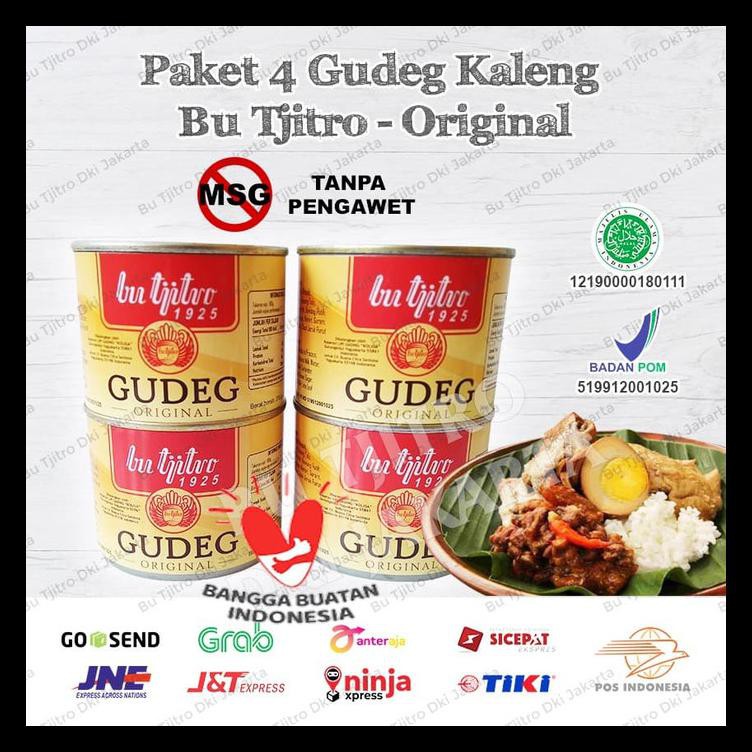 

Ready Gudeg Kaleng Bu Tjitro Paket Hemat All Varian 100% Asli Produksi Baru - 2 Ori - 2 Pedas