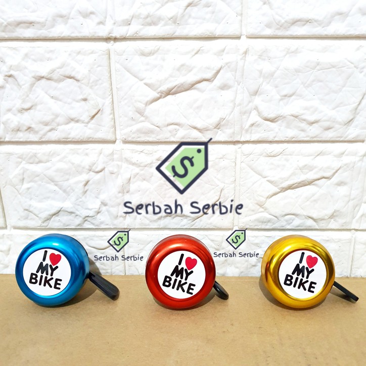 BEL ALLOY KRING MERAH BIRU GOLD I LOVE MY BIKE TAIWAN EXOTIC SEPEDA ANAK BMX LIPAT SELI STANG HORN