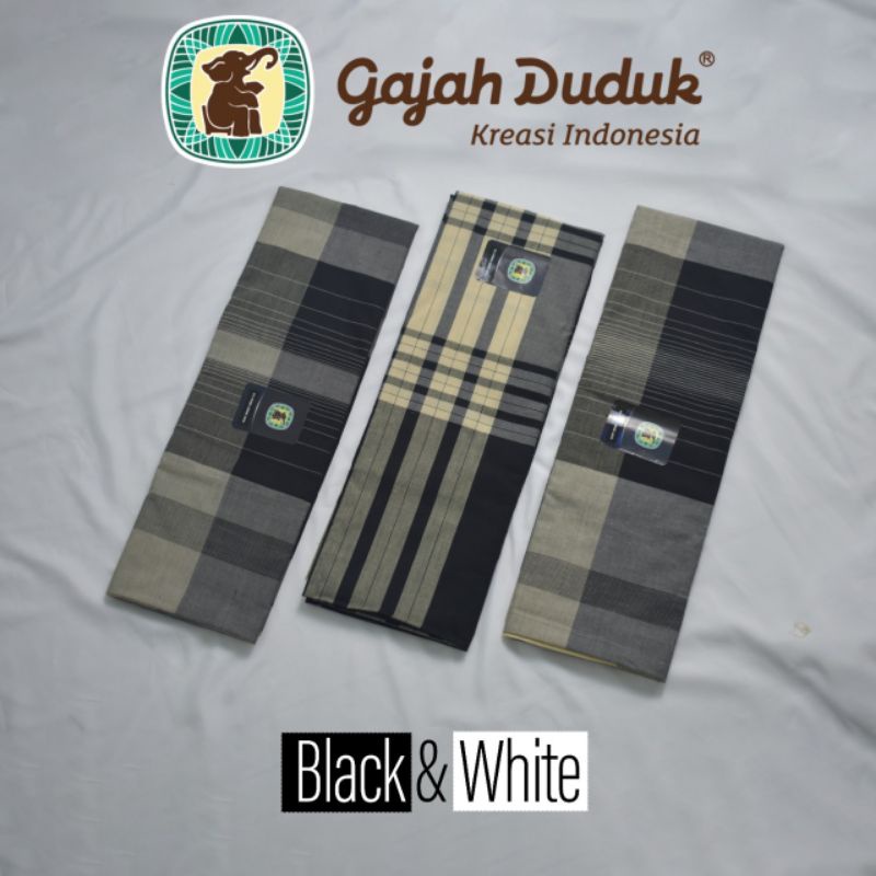 Sarung dewasa cap Gajah duduk type hitam putih