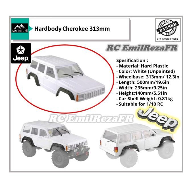 Hard body Jeep Cherokee 313 RC Axial SCX10 TRX4 RC4WD RGT RC 1/10