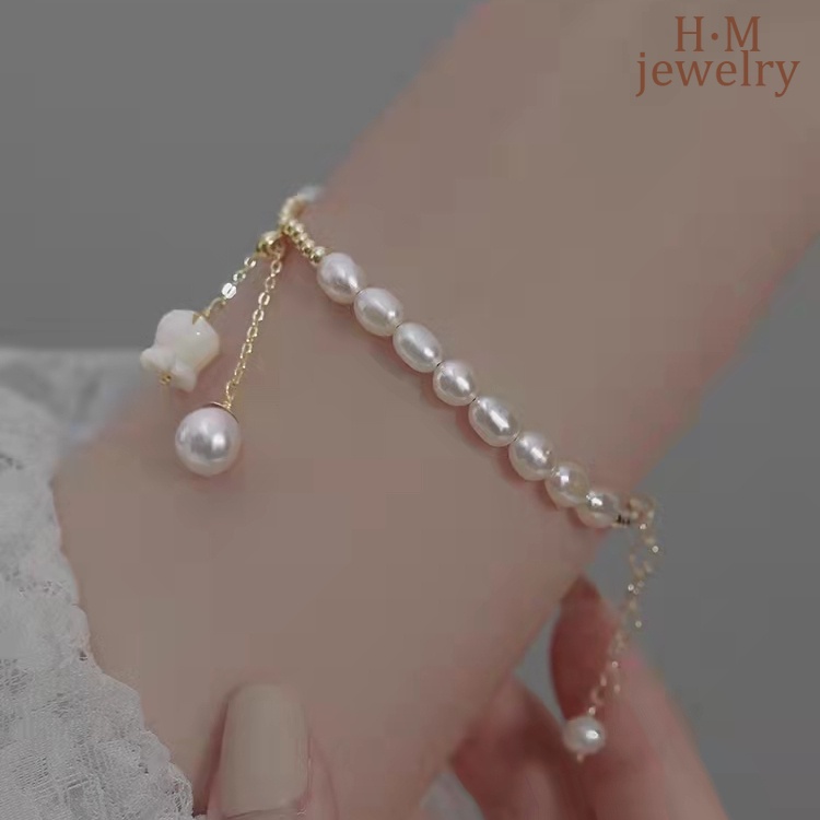 Gelang Mutiara Bentuk Bunga Gaya Retro Perancis