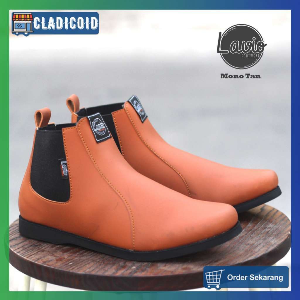 Sepatu Slip On Pria Tanpa Tali Original Keren dan Terbaru Model Boots Tinggi Lavio Mono - CladicoID