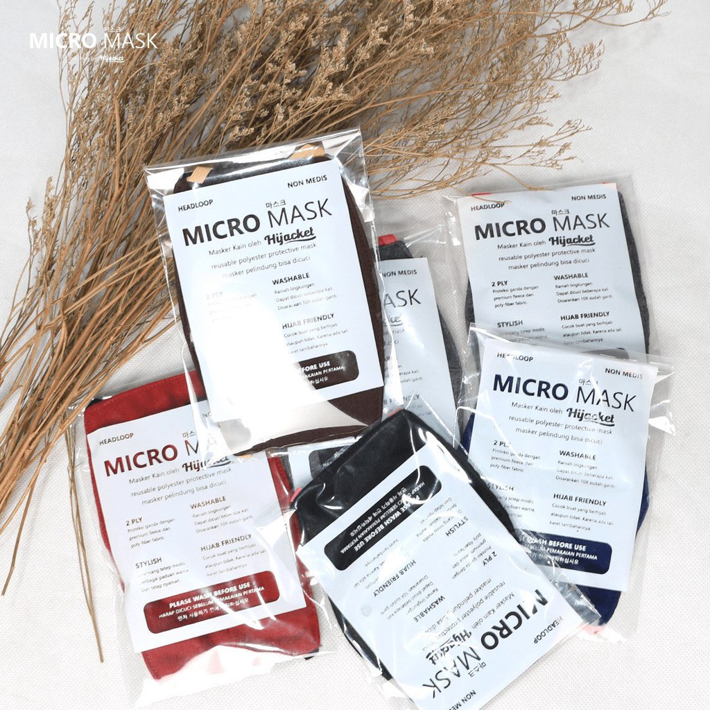 Masker Kain Motif Wanita Pria Dewasa Headloop Micromask 2 Lapis Murah Original Hijacket Hijab COD-7