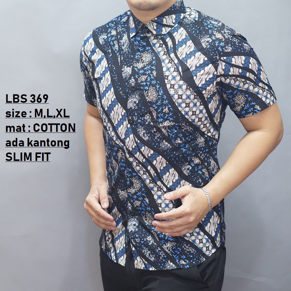 KEMEJA BATIK PRIA SLIM FIT LENGAN PENDEK BAJU BATIK PRIA SLIM FIT LUIGIBATANILBS369