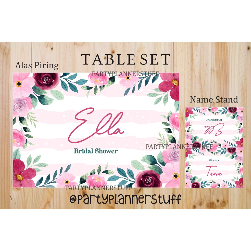 Table set dekor bridal shower baby shower sweet seventeen 17th birthday party table decor floral rus