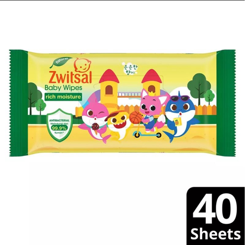 ZWITSAL BABY WIPES TISU BASAH BAYI SENSITIVE 50S 50 S RICH MOISTURE BABY SHARK 40S 40 S