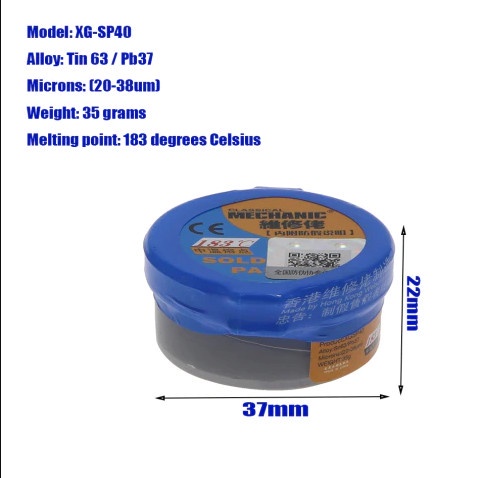 Original Mechanic Timah Solder Cair XG 40 Export isi 30Gr 183 Drajat C