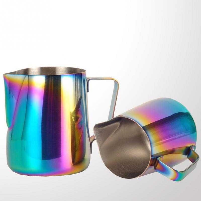 TD-DA One Two Cups Gelas Milk Jug Kopi Espresso Latte Art Rainbow Stainless