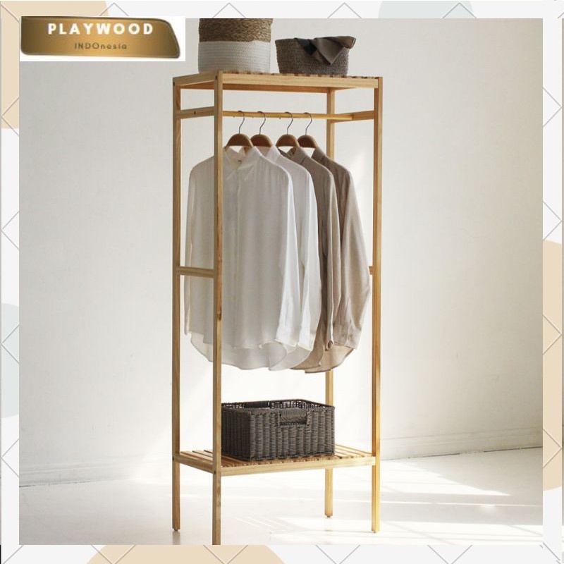 Wooden Clothes / Stand Hanger Butik / Gantungan Baju / Rak Dekorasi / Rak Penyimpanan serbaguna