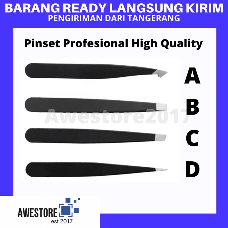 Pinset Cabut Bulu Mata Hidung Alis Profesional Tweezer Stainless Steel