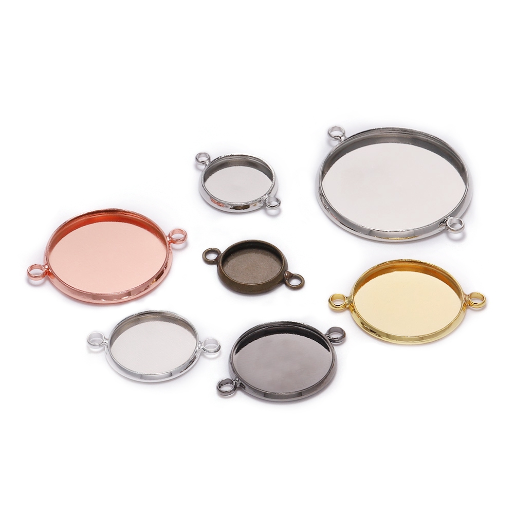 20pcs / Lot Tray Bezel Cabochon Kosong 10 12mm Warna Silver / Gold Untuk Membuat Perhiasan