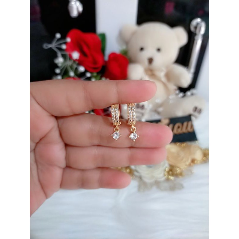 Anting rhodium lapis emas 18karat