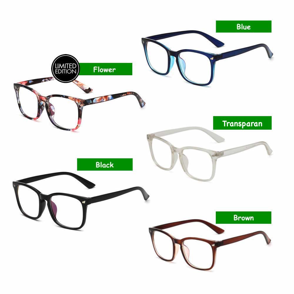 Kacamata Anti Radiasi [ Transparan ] Blue Ray Lens - Pria dan Wanita - Design Korea - HM454 FREE Kot