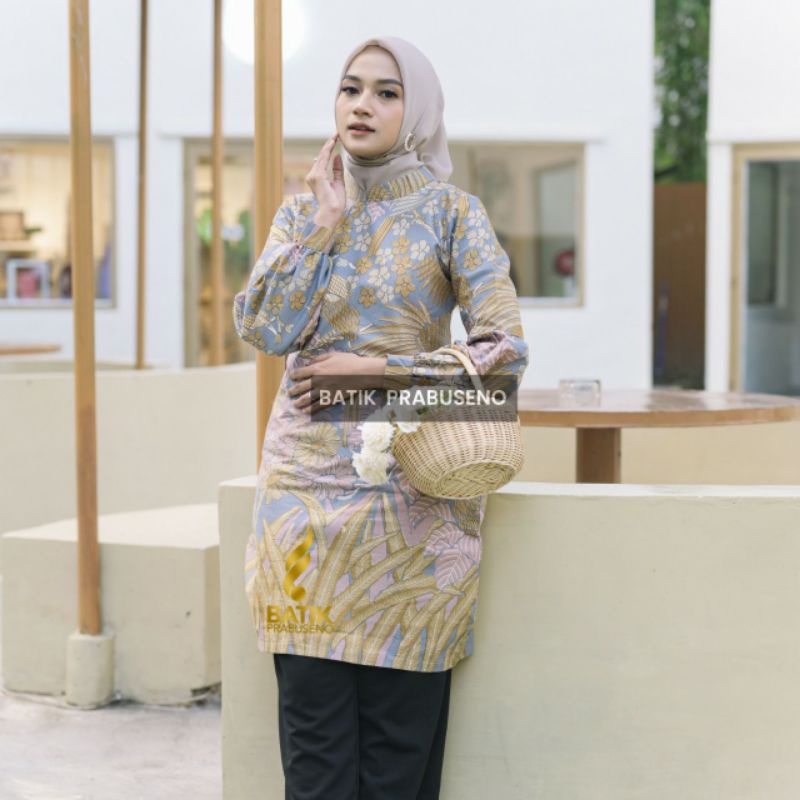 Andriana Tunik Batik Wanita Non Busui Model Zipper Belakang Original Batik Solo Prabuseno Full
