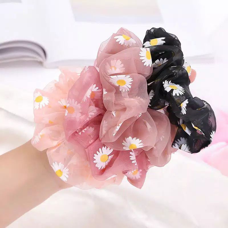 Scrunchie Daisy Ikat Rambut Cepol Rambut Korean Style