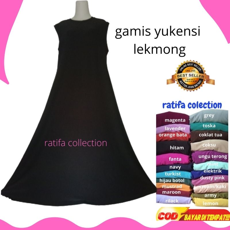 Gamis JERSEY Tanpa Lengan Yukensi Kutung All Size xl/Inner jersey buntung.By Ratifa Collection