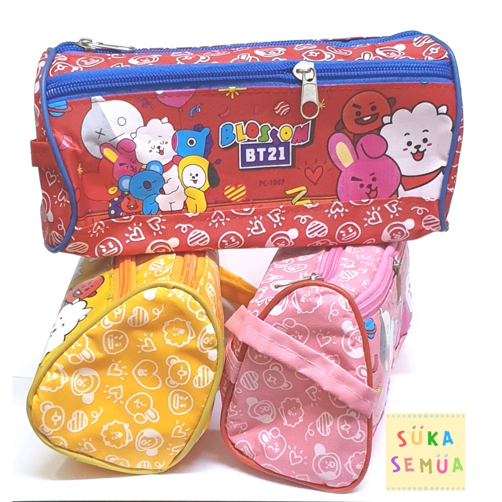 Tempat Pensil 2 Resleting BTS - BT21 // Kotak Pinsil Alat Tulis Wadah Kostak Pencil Case KPop Army-3