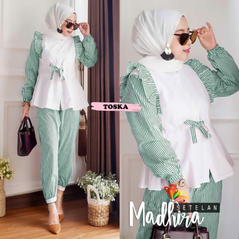 SET MADHIRA SALUR FASHION PAKAIAN WANITA SETELAN BUSUI ATASAN DAN CELANA JCHM