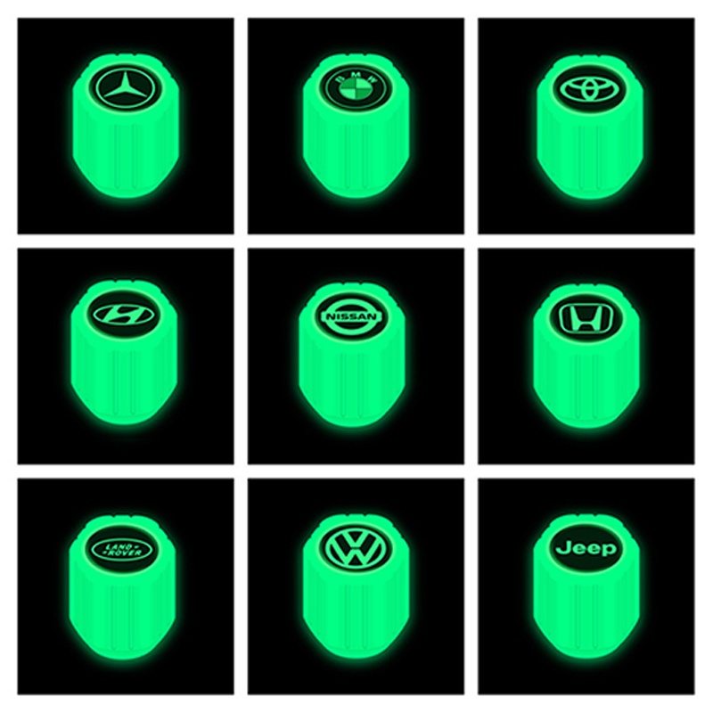 4Pieces Tutup Pentil Ban Mobil / Motor / Sepeda Universal Luminous Pentil Ban Sepeda Luminous glow in the dark premium valve cap