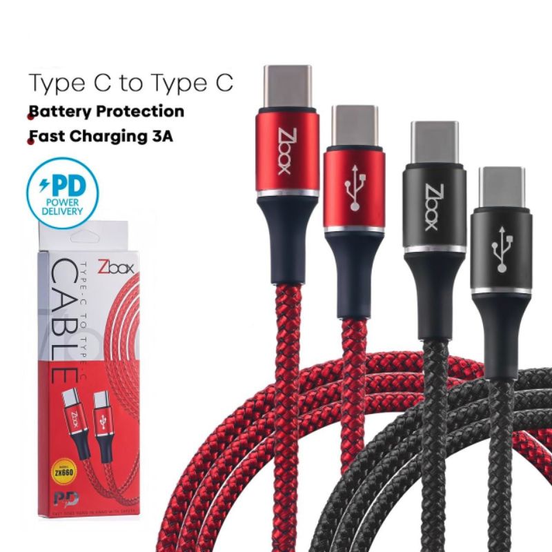 Kabel Data Type-C to C Power Delivery Cable Nylon Super Fast Charger 3A[ZB-660C]