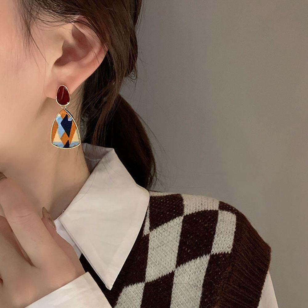 Mxbeauty Anting Tetesan Air Tidak Teratur Geometris Wanita Enamel Fashion Anting Warna Kontras Perempuan Ear Studs