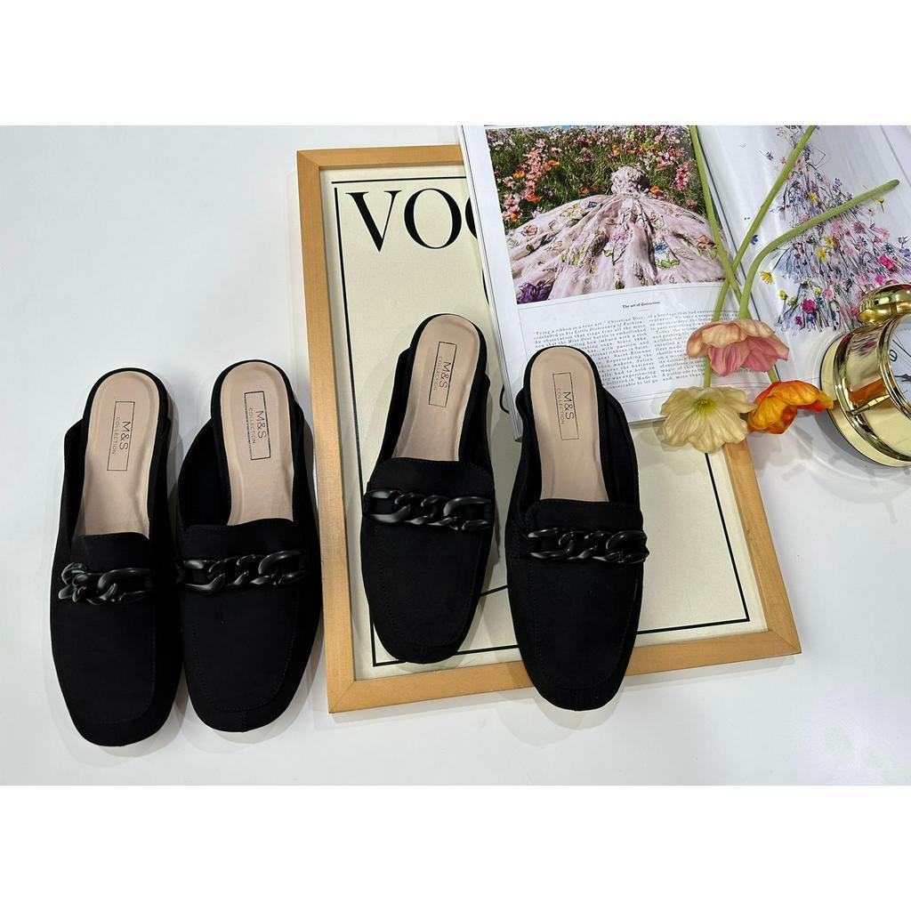 MS mules black chain shoes