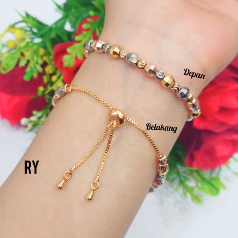 TERBARU GELANG TANGAN TITANIUM PRIA WANITA MOTIF PILIHAN LAPIS EMAS 24 K ANTI PUDAR