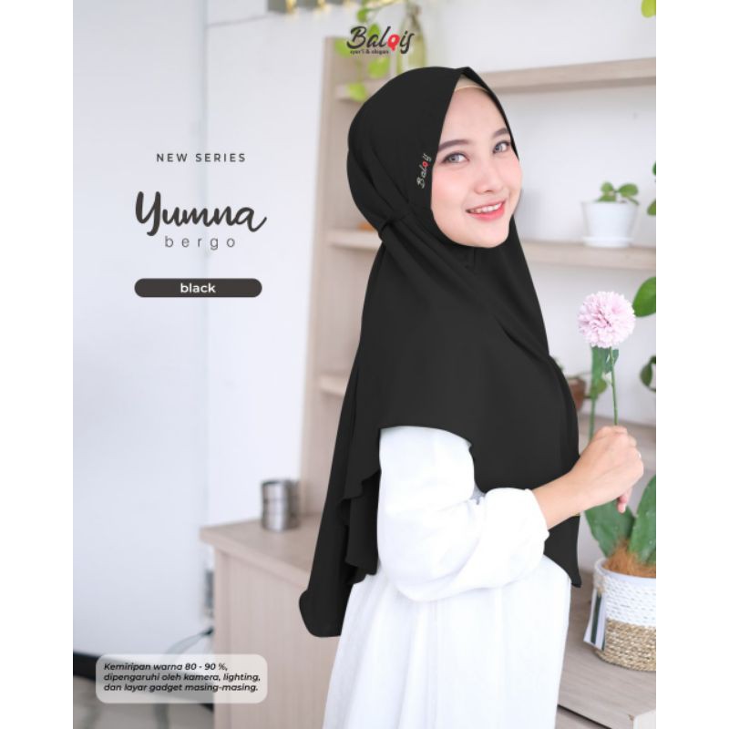 Bergo yumna ori balqis bahan diamond strech-Black