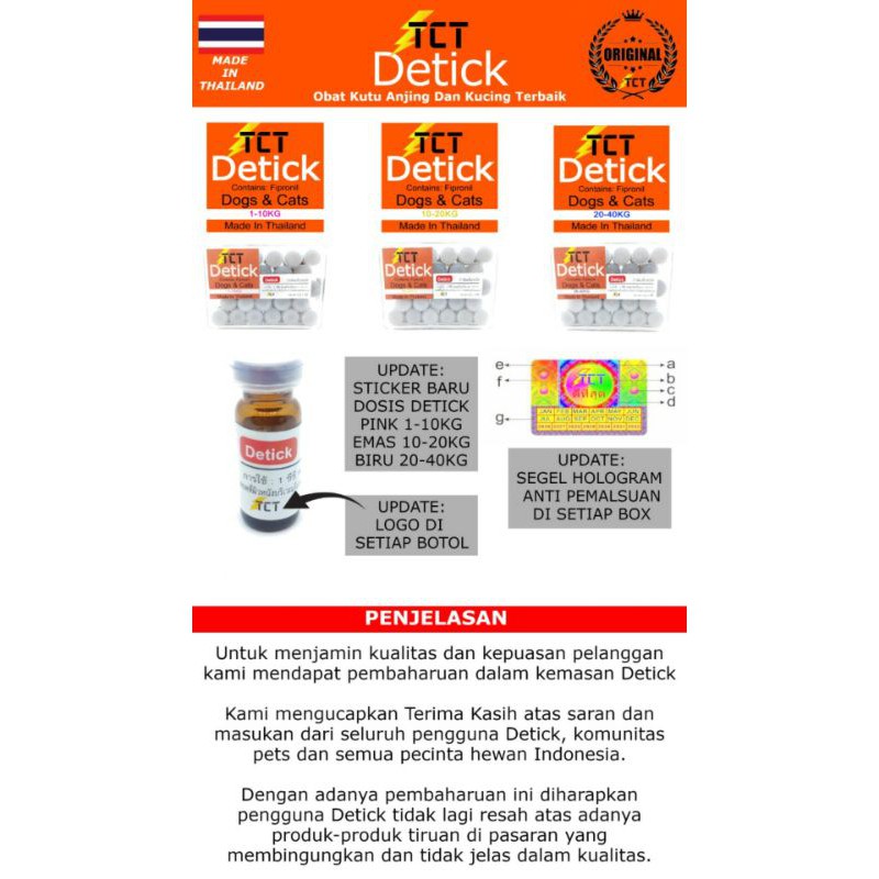 Detick Termurah| Obat kutu Kucing/Anjing Detick Original Segel Murah|Deticks Obat kutu|