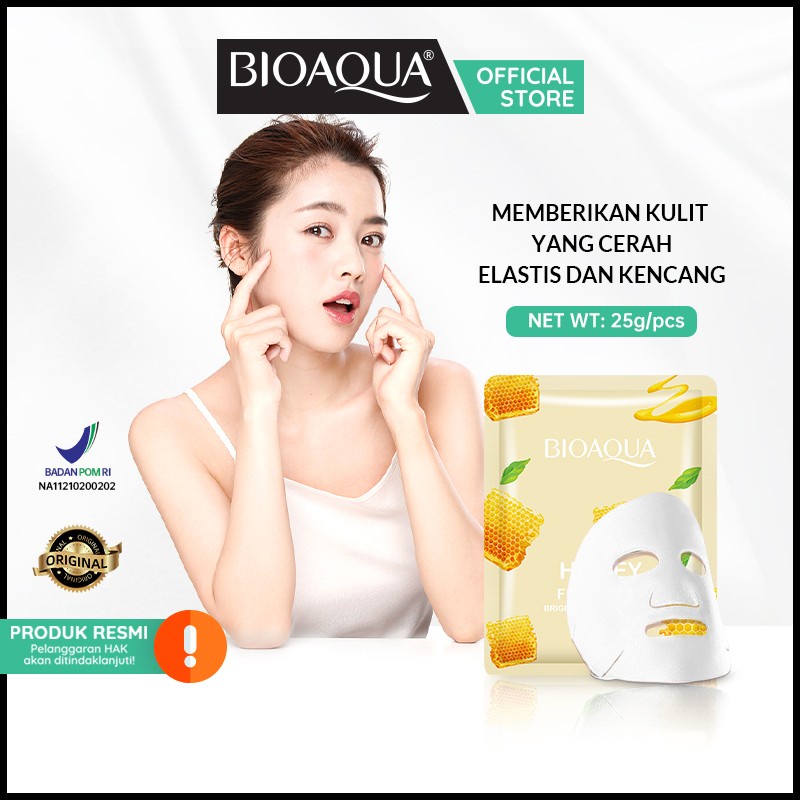 ✨ AKU MURAH ✨Bioaqua Honey Fullerene Brightening And Firming Essence Mask 25gr / Masker Wajah SACHET