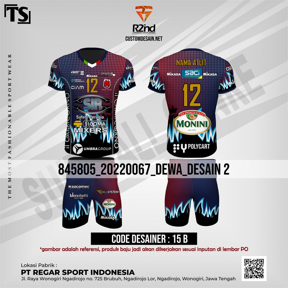 Kaos Voli Baju Volly Pria Printing Terbaru Original Regarsport (Beli 2 + 1)