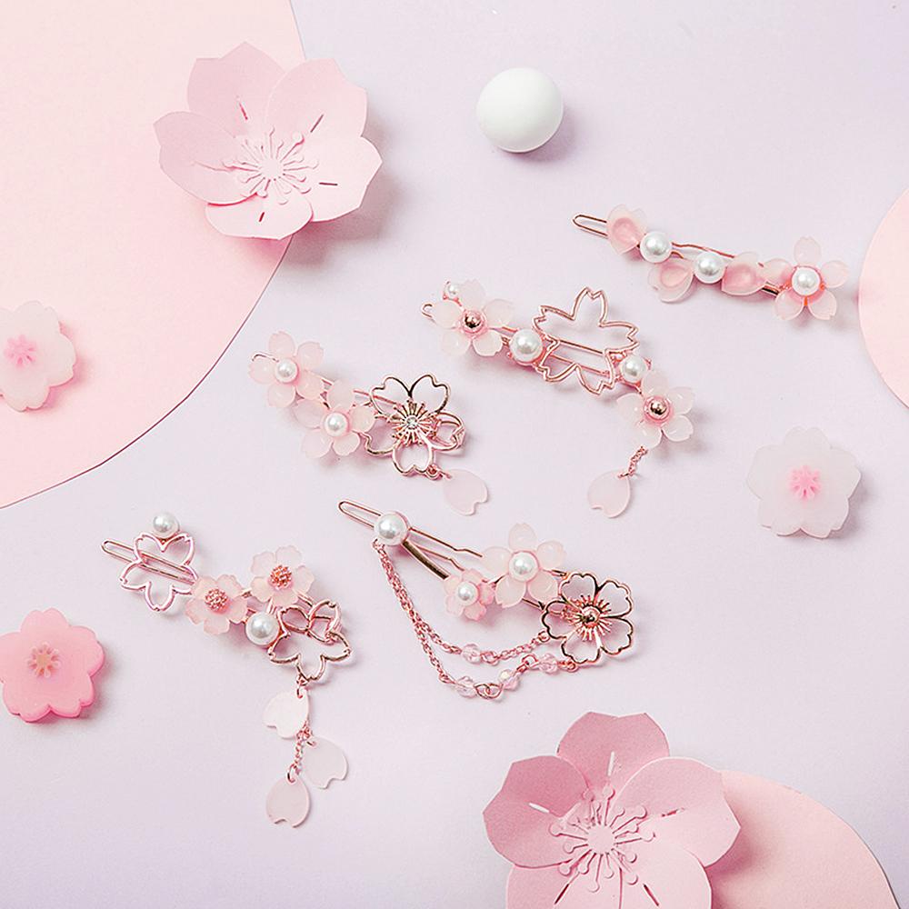 NEEDWAY Hairclips Fashion Jepang Hadiah Untuk Gadis Wanita Bunga Sakura