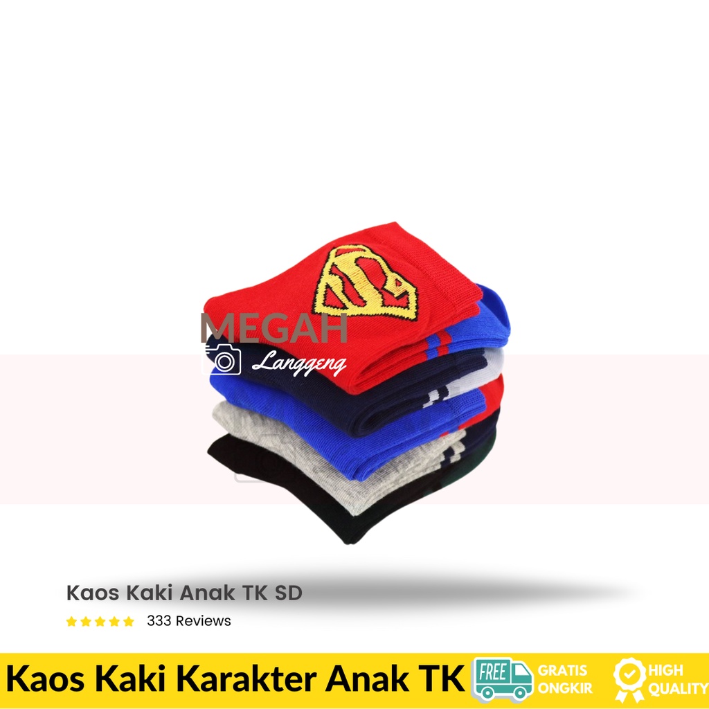 [5 Pairs] kaos kaki superhero - kaos kaki anak tk laki laki - Kaos kaki Anak Laki-Laki kaus kaki sekolah TK SD motif -Batman Spiderman Printed Cotton Socks Kaus kaki katun anak untuk bayi -kaus kaki kartun anak-anak dan kaos kaki bayi lucu pria wanita