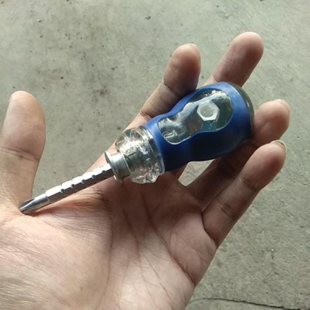 Obeng Bolak Balik Cebol Bening, Obeng Min Plus Pendek Dengan Magnet