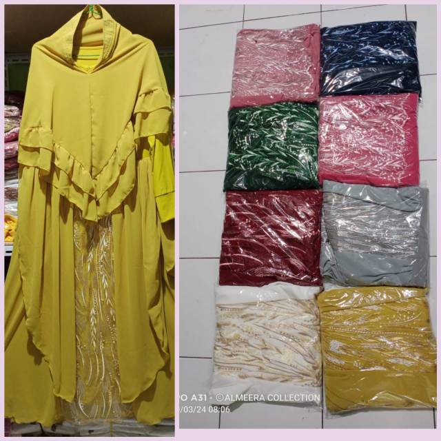 ZALWA SYARII SET GAMIS CERUTY MIX BROKAT PLUS KHIMAR