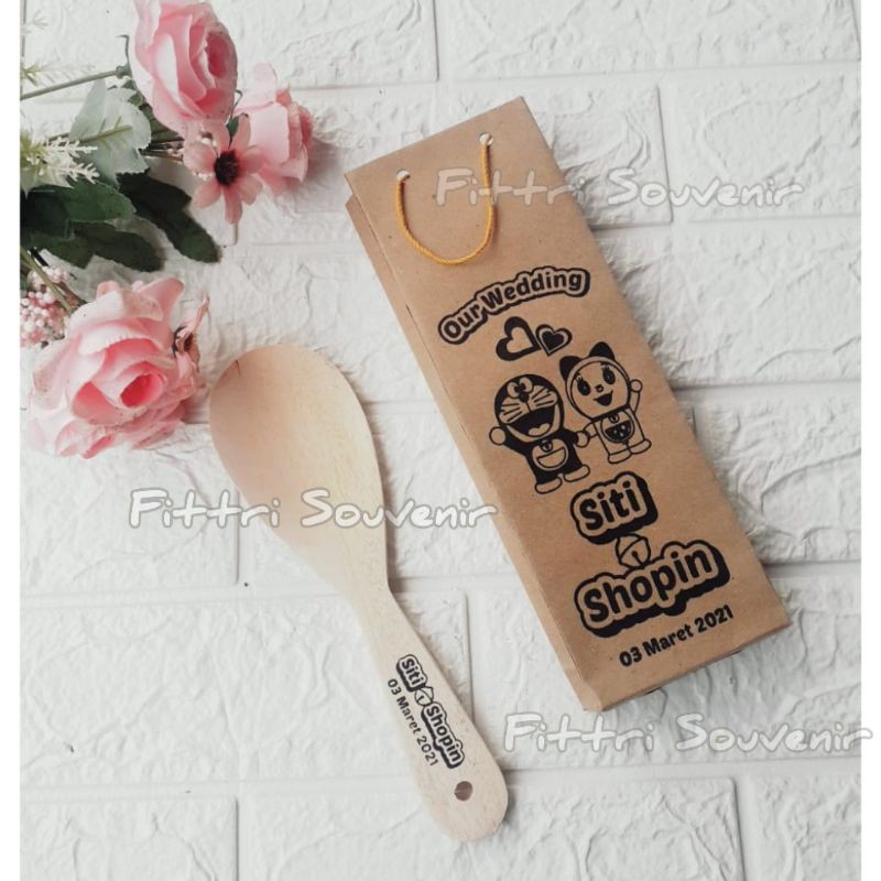 Centong kayu souvenir - centong souvenir pernikahan centong kemas paperbag