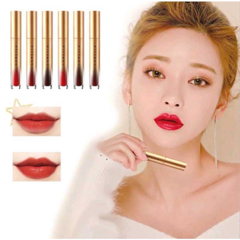 Lipstik Matte/Lipgloss/Lipglaze Lameila waterproof Gold Edition