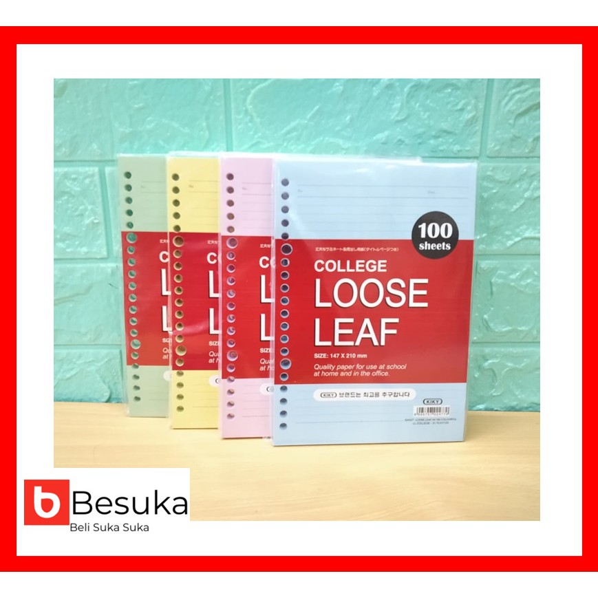 

LOOSE LEAF KIKY A5-100 COLOURFUL BERGARIS (4 COLOR)
