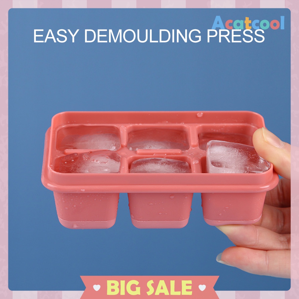 Silicone Square Ice Cube Mold with Lid DIY Desert Ice Tray Mould Accessory